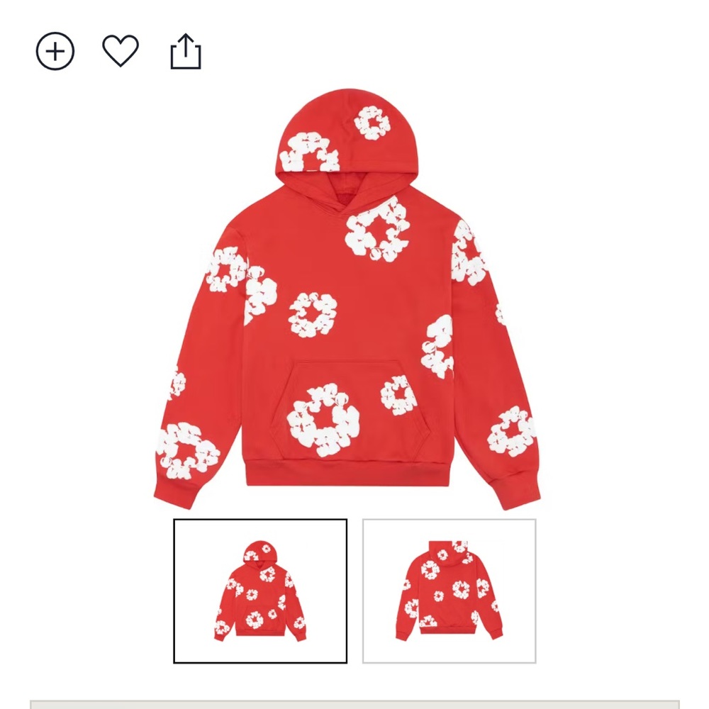 Denim tears medium red cotton wreath hoodie
